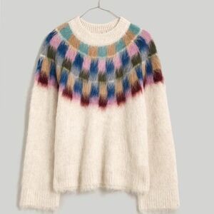Sold Out NWT Madewell Brushed Checkerboard Fair Isle Sweater, XXS